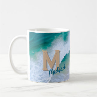 Custom Surf Wave Monogram Mug – Ocean Lover Gift