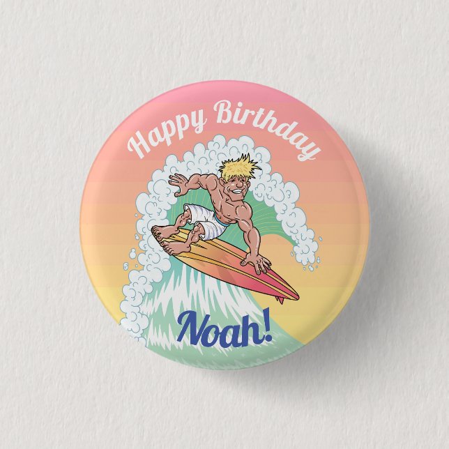 Custom Surfer Dude 3 Cm Round Badge (Front)