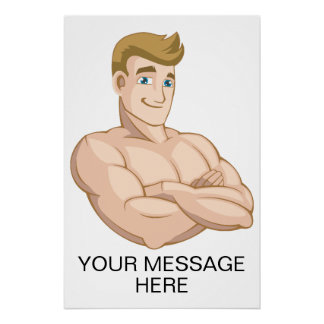 Custom Surfer Dude Beach Boy Shirtless Muscle Man Poster