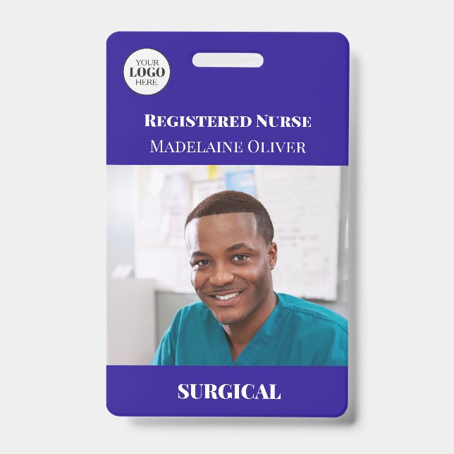 Custom Surgical Registered Nurse Logo ID Badge (Front)
