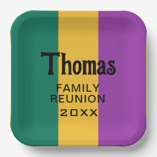 Custom Surname Name Reunion Paper Plate