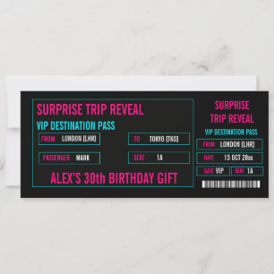 Custom Surprise Trip Reveal Boarding Pass Ticket Invitation