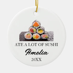 Custom Sushi Christmas, Funny Sushi Gifts  Ceramic Ornament