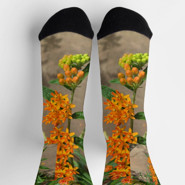 Custom Sustainable Premium Crew Sock orange flower (Top)