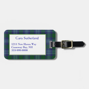 Custom Sutherland Tartan Plaid Luggage Tag