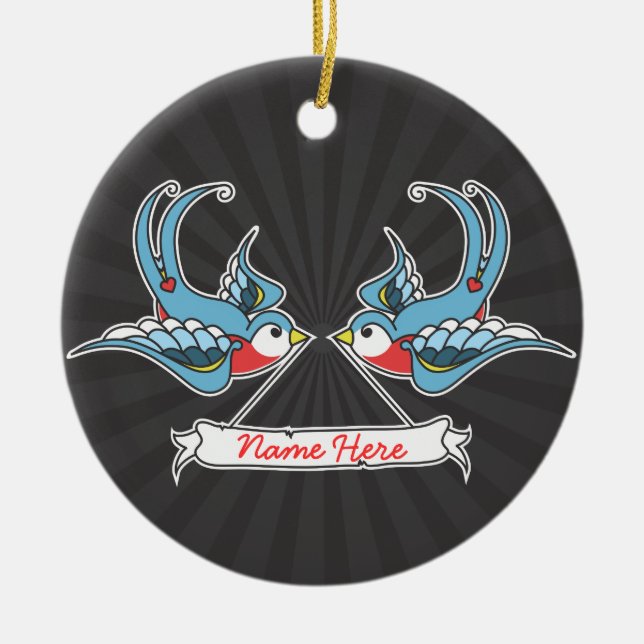 Custom Swallows Ceramic Tree Decoration (Front)