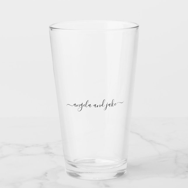 Custom Swash Names Wedding Glass (Front)