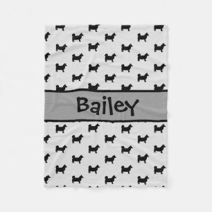 Custom Swedish Vallhund Dog Silhouette Fleece Blanket