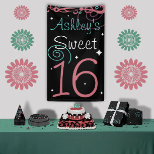 Custom Sweet 16 Photo Backdrop Banner