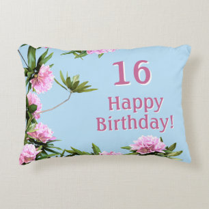Custom Sweet 16 Rhododendron Birthday Decorative Cushion