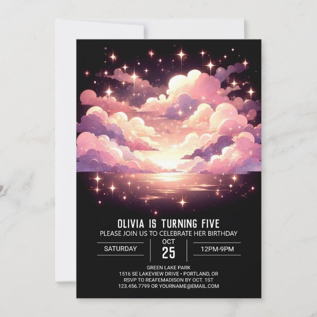 Custom Sweet Celestial Digital Birthday Invitation (Front)