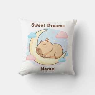 Custom Sweet Dreams Capybara Throw Pillow