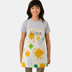 Custom Sweet Fun multicolor shapes mustard Kids Apron