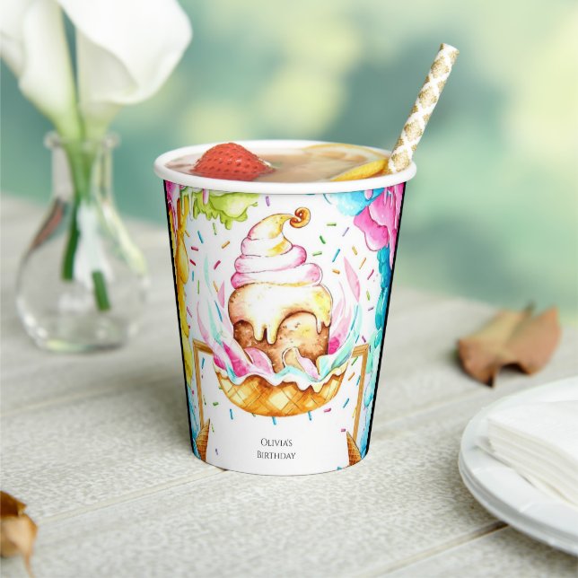 Custom Sweet Magic Ice Cream Birthday Paper Cups (Insitu)