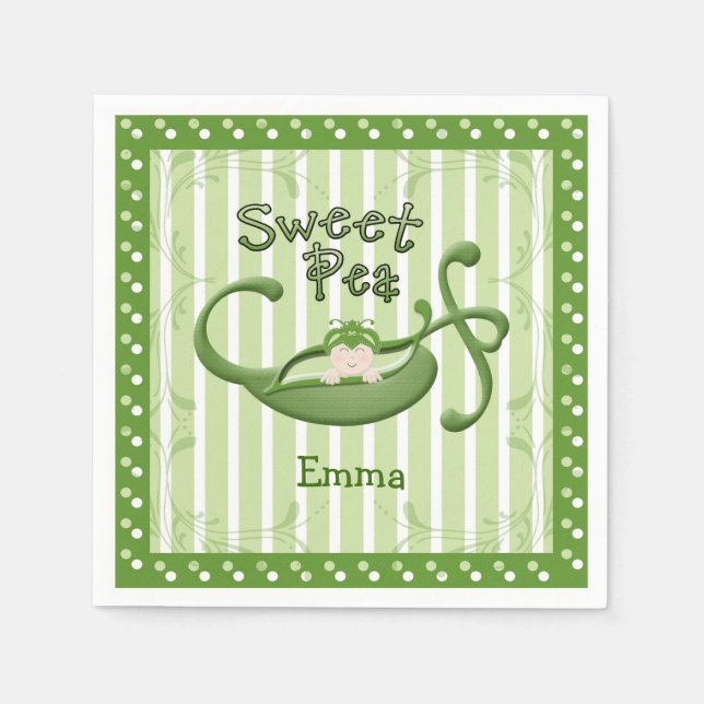 Custom Sweet Pea Paper Napkins (Front)