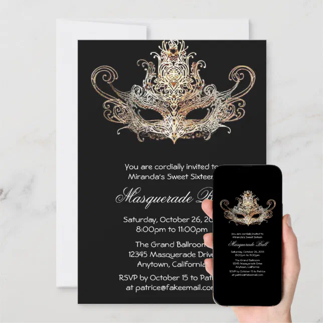 Custom Sweet Sixteen Masquerade Ball Invitations Zazzle