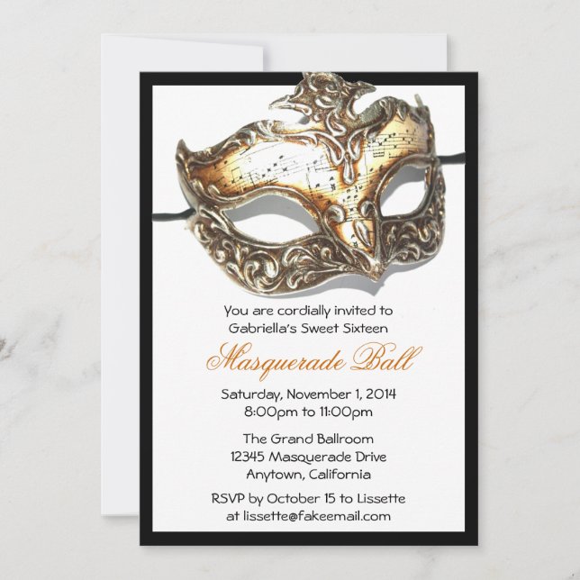 Custom Sweet Sixteen Masquerade Ball Invitations (Front)