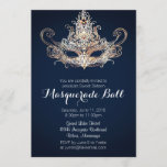 Custom Sweet Sixteen Masquerade Ball - Navy Invitation<br><div class="desc">Customise all of the text you see here!' 2016 by Mark Thaler</div>