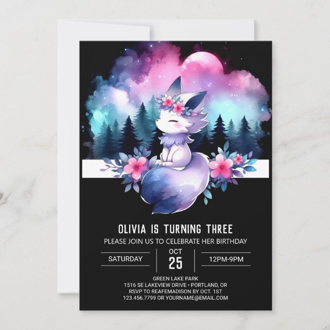 Custom Sweet Wolf Birthday Invitation (Front)