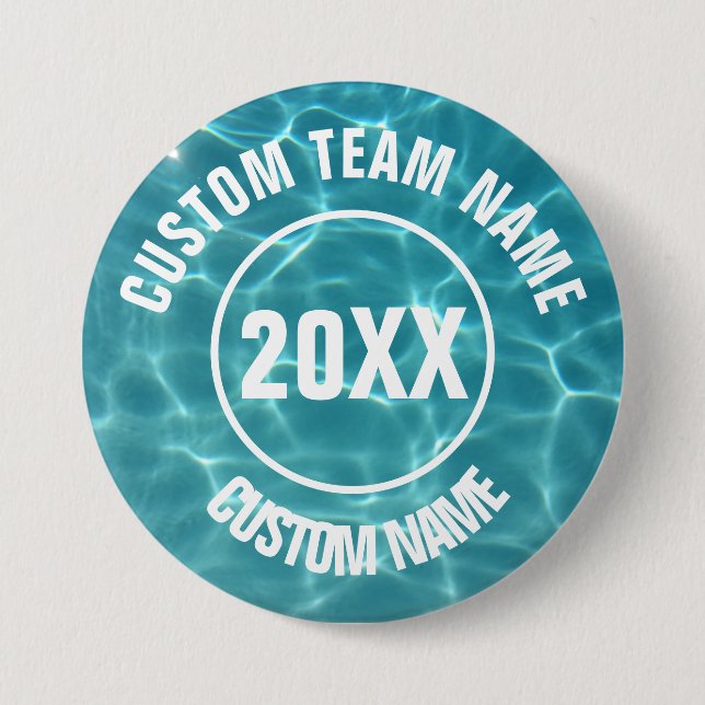 Custom swim team  7.5 cm round badge (Front)