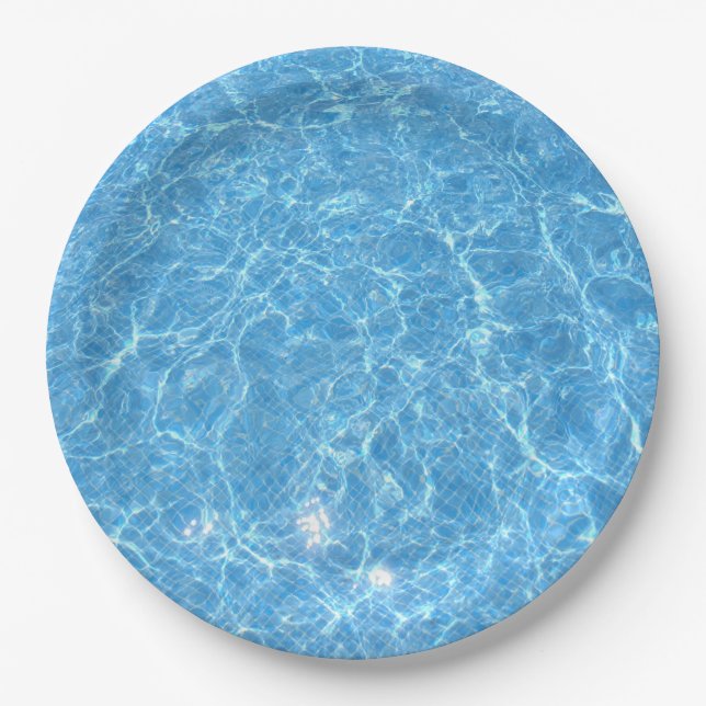 Custom Swimming Pool Blue Water Blank Template Paper Plate (Front)