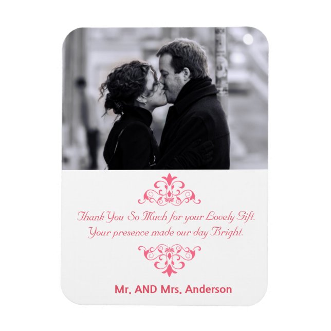 Custom Swirls Wedding Favour Thank You Photo Magne Magnet (Vertical)