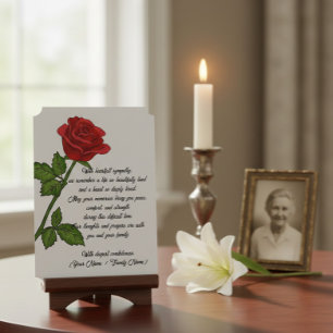 Custom Sympathy Card with a Red Rose