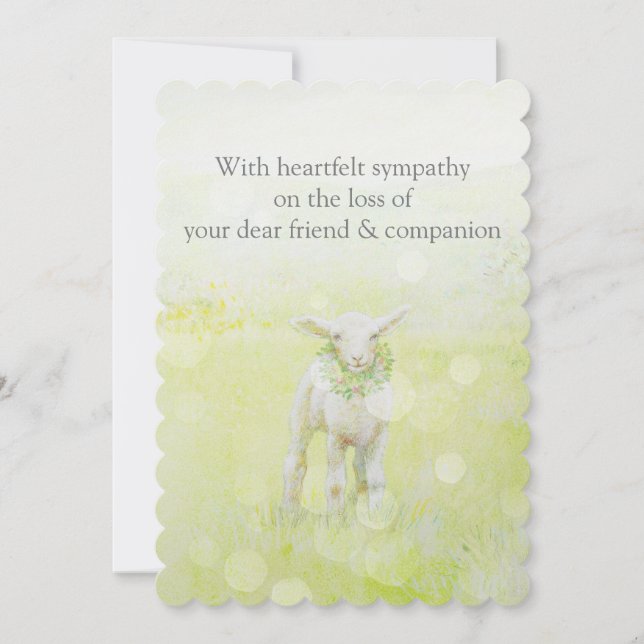 Custom Sympathy Illustrated Lamb Falling Snow Card (Front)