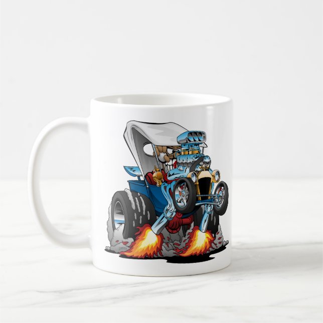 Custom T-bucket Roadster Hotrod Cartoon Coffee Mug (Left)