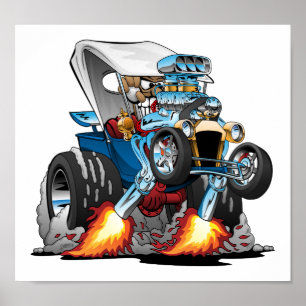 Custom T-bucket Roadster Hotrod Cartoon Poster