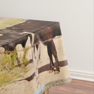 Custom Table Cloth "Brown Cows in Chrome"