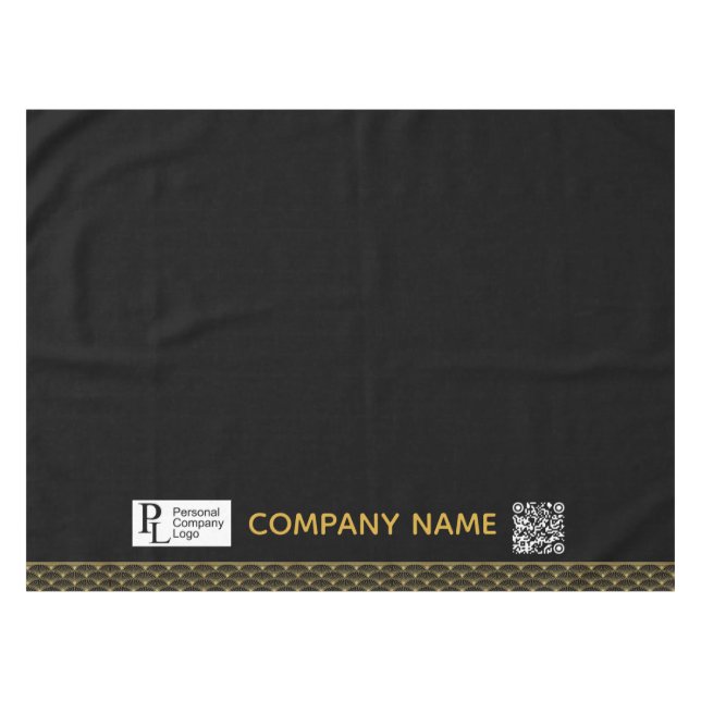 Custom Table Cover Business Logo Art Deco Border Tablecloth (Front (Horizontal))
