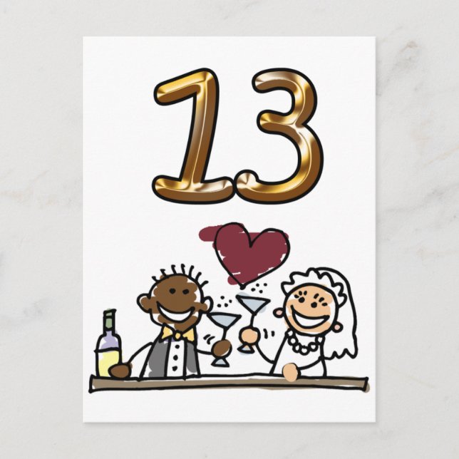 Custom Table Number 13 Postcards (Front)