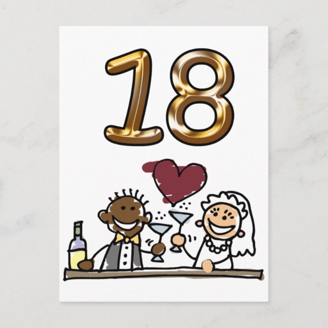Custom Table Number 18 Postcards (Front)