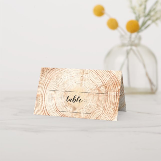 Custom Table Number Wood Rustic Wedding Place Card (Front)