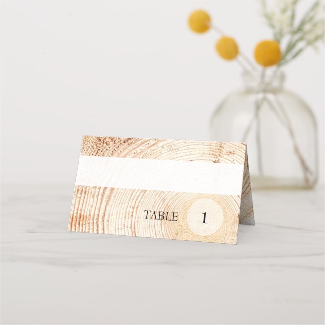 Custom Table Number Wood Rustic Wedding Place Card (Front)