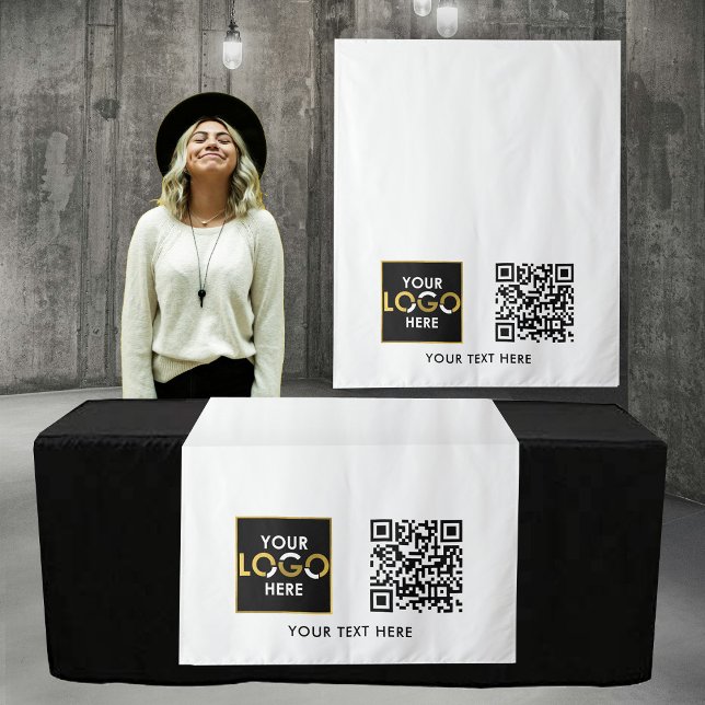 Custom Table Runner Banner Business Logo QR Code Tapestry (Custom Table Runner Banner Business Logo QR Code Tapestry)