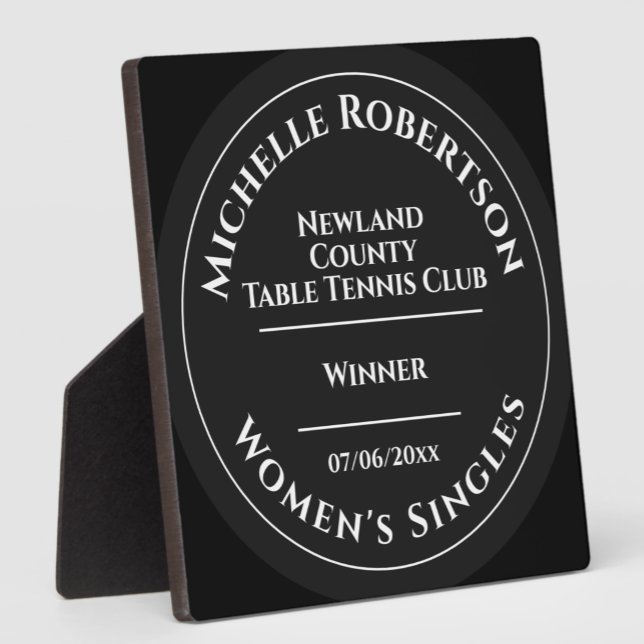 Custom Table Tennis Tournament Placement Trophy Plaque (Creator Uploaded)