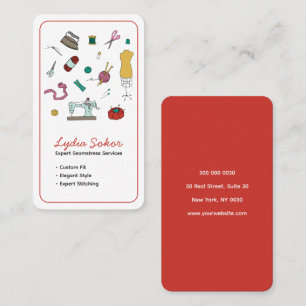 Custom Tailoring & Alterations Seamstress  Business Card