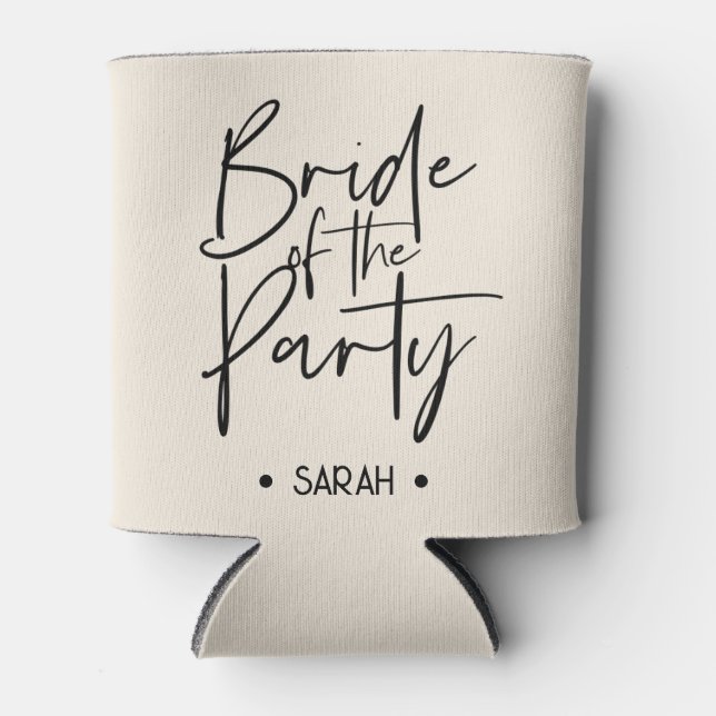 Custom Tan Bride of the Party Can Cooler (Front)