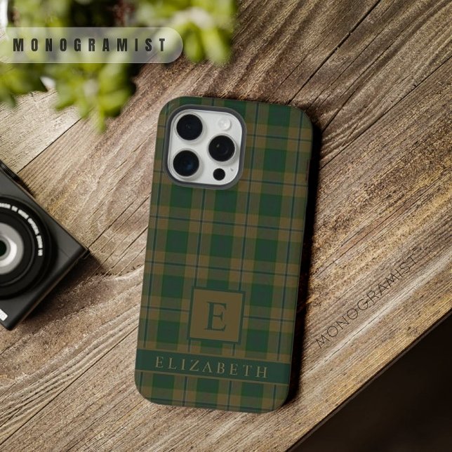 Custom Tan Brown Green Chequered Pattern iPhone Case (Custom Tan Brown Green Checkered Pattern iPhone Case
)