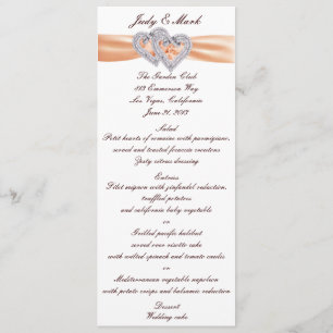 Custom Tangerine Hearts Menu Card