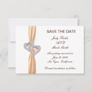Custom Tangerine Hearts Save The Date Card