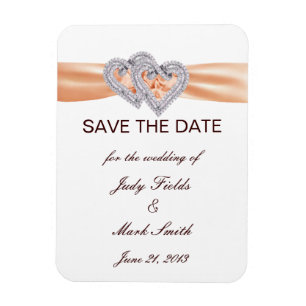 Custom Tangerine Hearts Save The Date Magnet