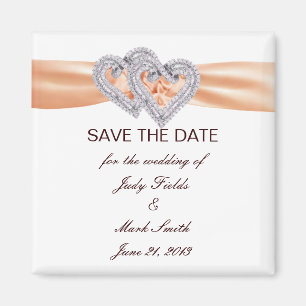 Custom Tangerine Hearts Save The Date Magnet