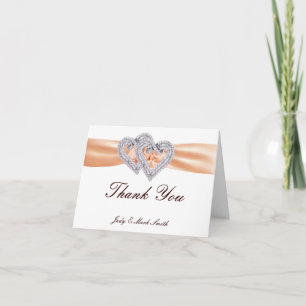 Custom Tangerine Hearts Thank You Card