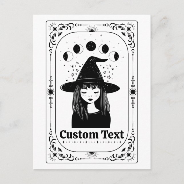 Custom Tarot Celestial Moon Whimsy Halloween Party Postcard (Front)