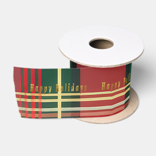 Custom Tartan 'Happy Holidays' Satin Ribbon