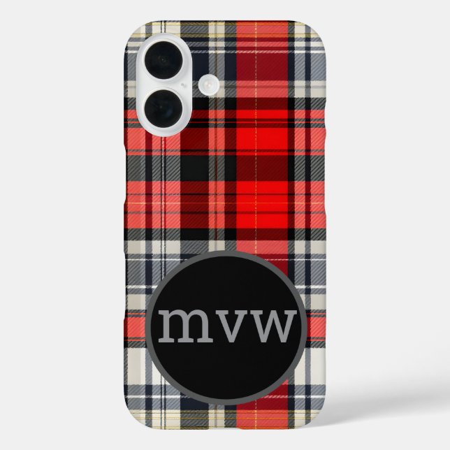 Custom Tartan Plaid Phone Cover with Monogram (Back)