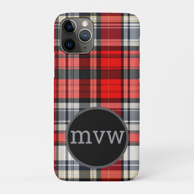 Custom Tartan Plaid Phone Cover with Monogram (Back)